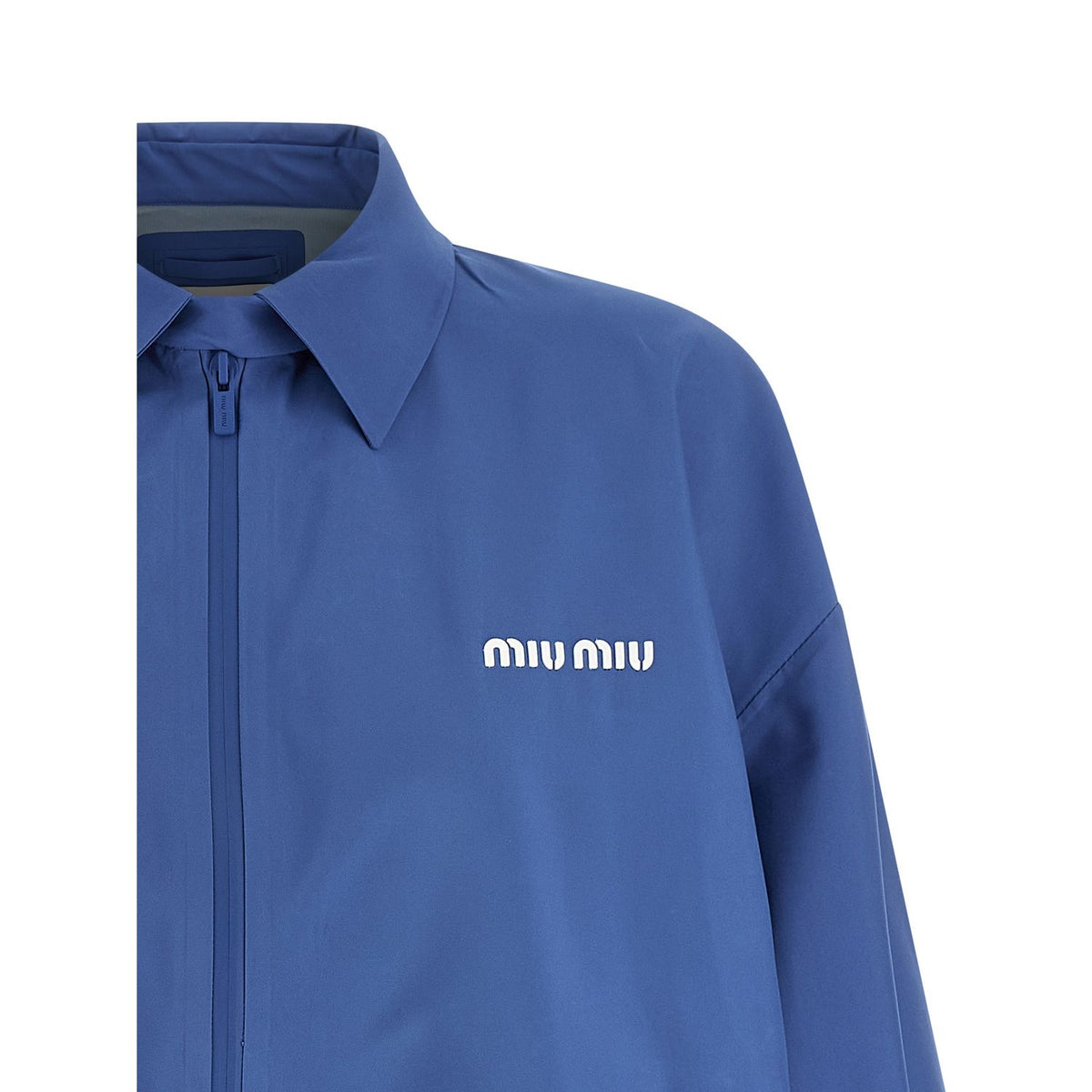 Miu Miu Blue Recycled Polyester Shell Jacket