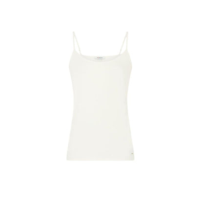 Morgan De Toi Cream Cotton Tank Tops with thin straps and rounded neckline for versatile styling.