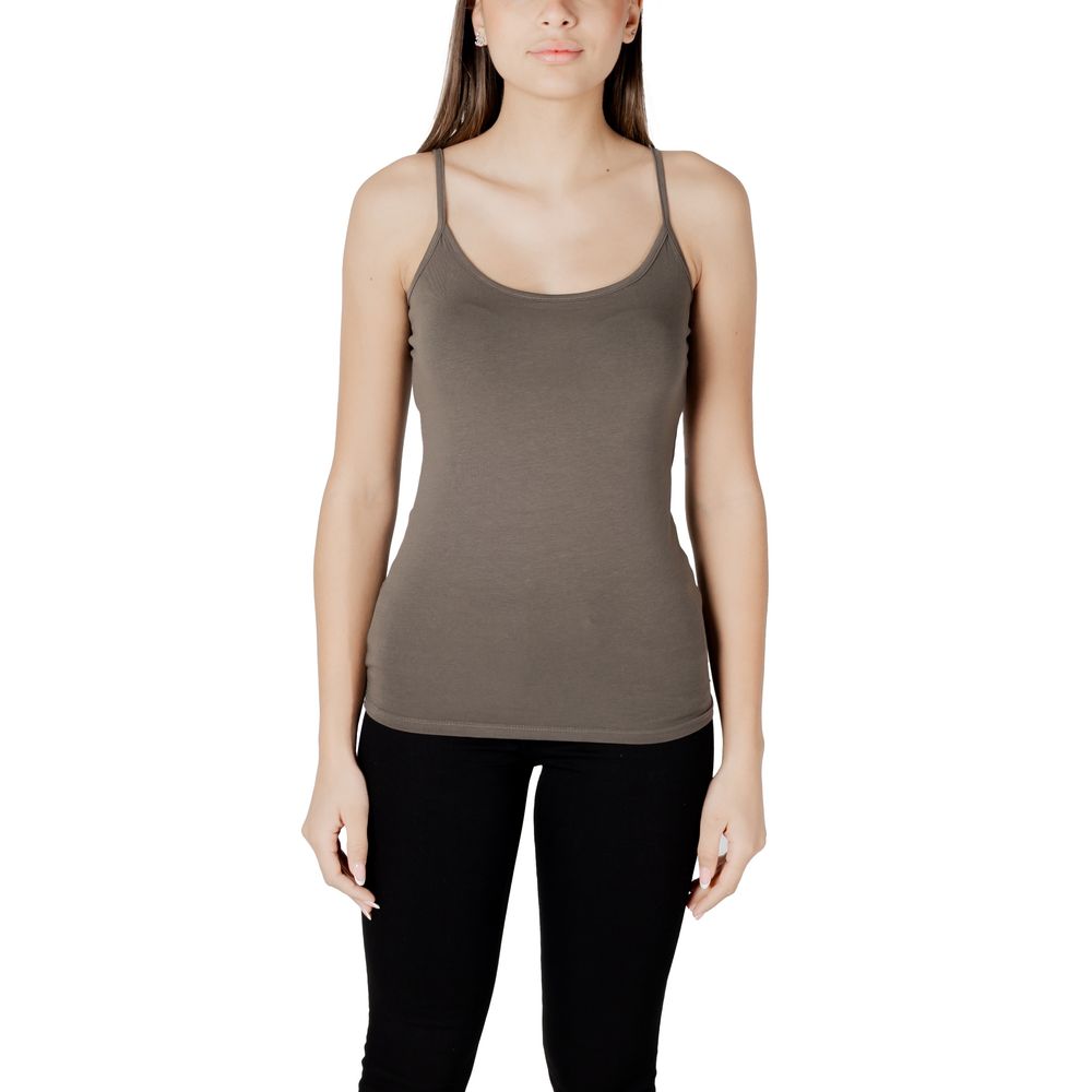 Morgan De Toi Green Cotton Tank Top featuring a minimalist design with a comfortable fit and rounded neckline for versatile styling.