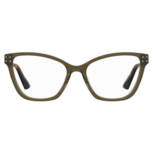 Khaki Moschino Bicolor Acetate Frames for women, model MOS595-3Y5, with measurements 54/17/140 mm.