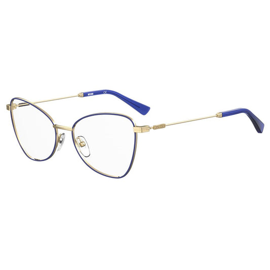 Moschino Blue Metal Frames, women's glasses MOS574-PJP, blue color, 52mm lens, 16mm bridge, 140mm temple, high-quality metal material.