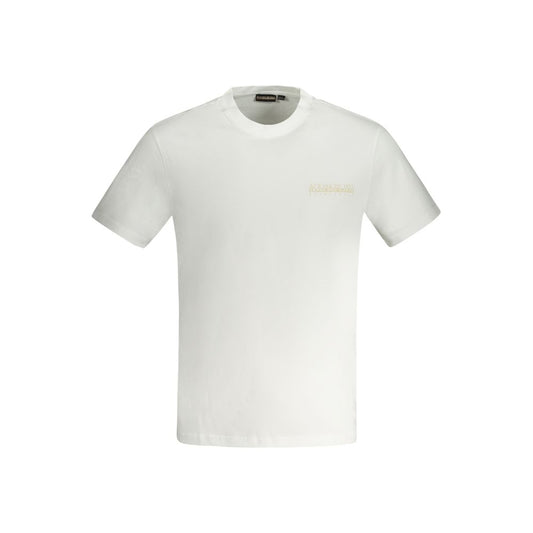 Napapijri White Cotton T-Shirt, short sleeve, regular fit, crew neck, printed logo, made of 100% organic cotton.