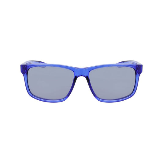 Front view of Nike Blue Acetate Sunglasses with gray lenses, model ESTILCHSRE097, featuring a frame size of 59/16/140 mm.