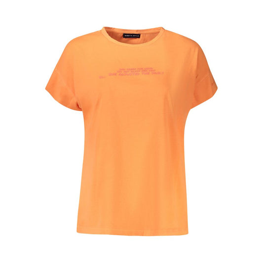 North Sails Orange Cotton Women T-Shirt with short sleeves and embossed logo on front