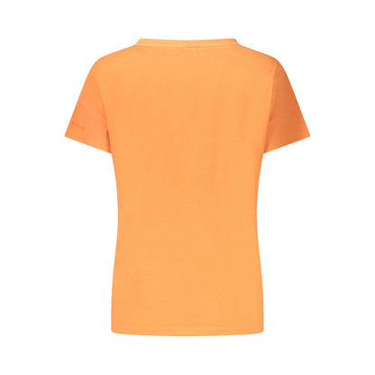 North Sails Orange Cotton Women T-Shirt with wide neck and embossed logo, back view showing vibrant shade of orange, made in TR