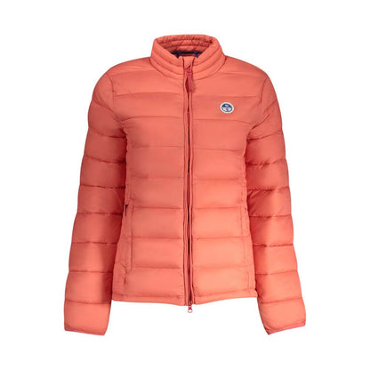 North Sails Pink Polyamide Jackets & Coat with long sleeves, zipper, and logo badge, featuring two external pockets for stylish comfort.
