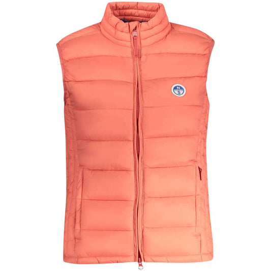 North Sails Pink Polyamide Women Jacket with logo and zip closure, sleeveless design, vibrant color, and practical pockets.