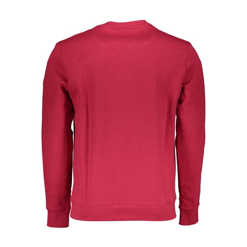 Back view of North Sails Red Cotton Men Sweater featuring long sleeves and crew neck design
