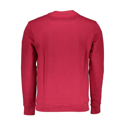Back view of North Sails Red Cotton Men Sweater featuring long sleeves and crew neck design