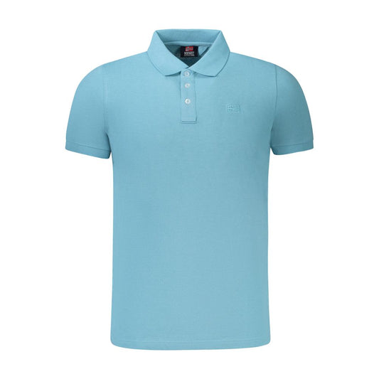 Norway 1963 Light Blue Cotton Men Polo Shirt with short sleeves and classic three-button design.