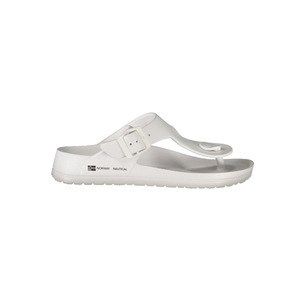 Norway 1963 White Plastic Women Sandal with adjustable buckle, iconic logo, and modern design for chic summer style