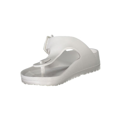 Norway 1963 White Plastic Women Sandal with adjustable buckle, sleek modern design, and durable material for summer elegance.