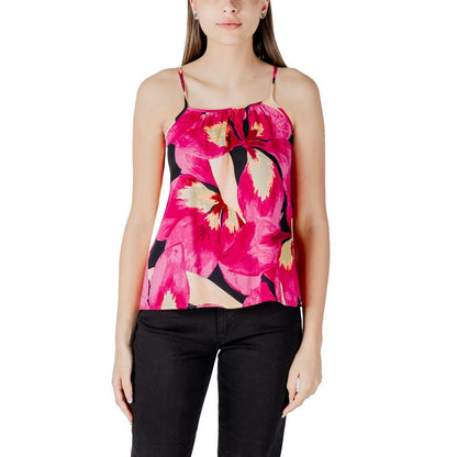 Only Pink Viscose Tank Top with floral pattern, versatile and trendy for any occasion, made from 100% viscose for comfort.