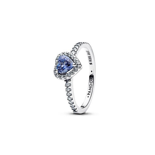 PANDORA JEWELRY Mod. SPARKLING BLUE ELEVATED HEART RING