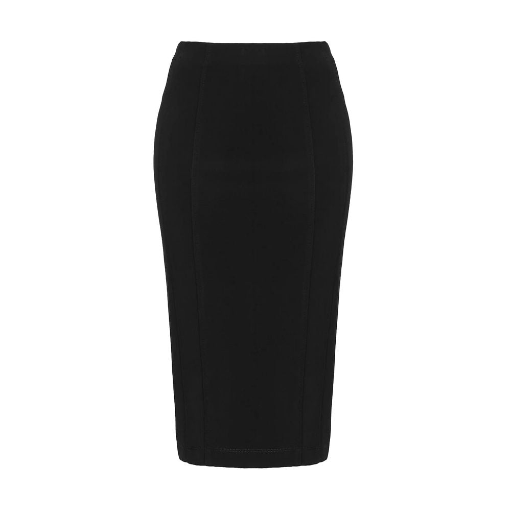 PINKO Black Viscose Skirt with rear zip closure and slim fit, made in Italy.