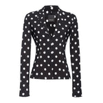 PINKO Black Viscose Women Blazer with polka dot print, a stylish blend of Italian craftsmanship and chic design for office and evening wear.