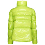 PINKO Green Polyamide Jackets & Coat, shiny crystal nylon, padded down, pea coat silhouette, zip closure, two side pockets, rubber logo.