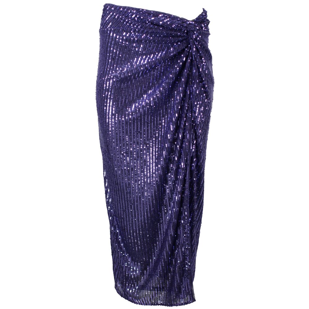 PINKO Purple Polyester Skirt with sequin appliqué, bow detail, and side zip closure; stylish and elegant fashion piece.