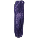 PINKO Purple Polyester Skirt with sequin appliqué, bow detail, and side zip closure.