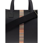 Paul Smith Leather 'Signature Stripe' Trim Holdall with black leather and adjustable shoulder strap.