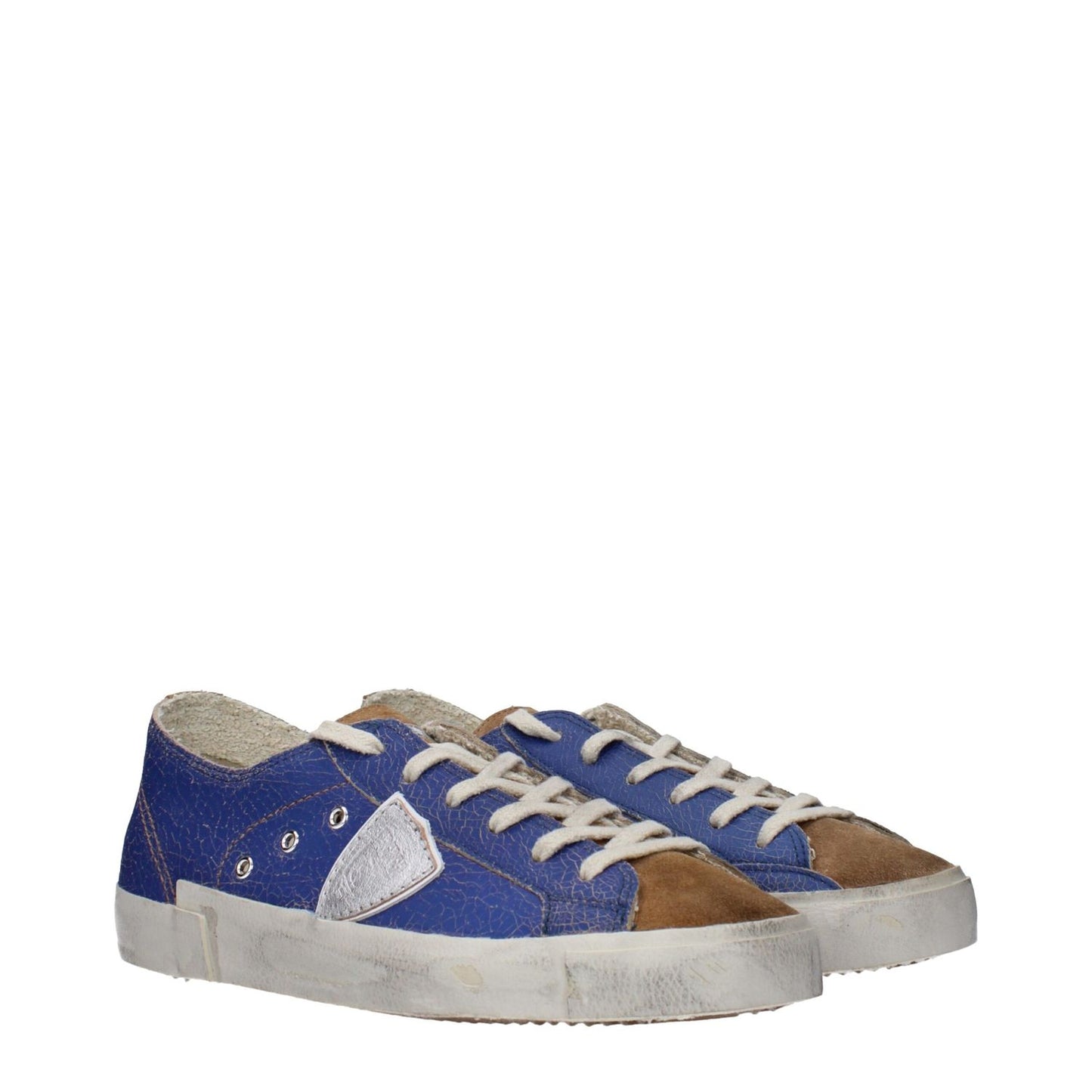 Philippe Model Blue Leather Low Top Sneakers
