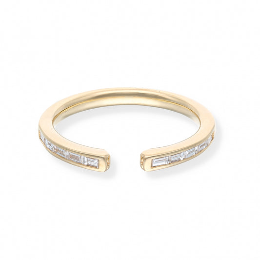 Gold ring with diamond accents, model ANELLI RECARLO MOD. R01FN001_G021-13, featuring unique open-ended design.