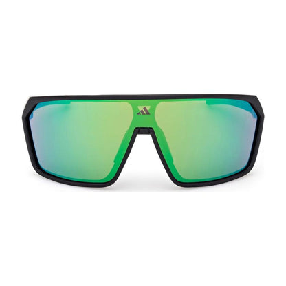 ADIDAS MOD. SP0108 unisex plastic sunglasses with green mirrored lenses.