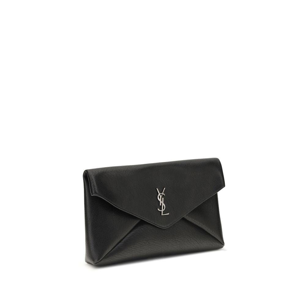 Saint Laurent Black Calf Leather Bos Taurus Clutch Bag