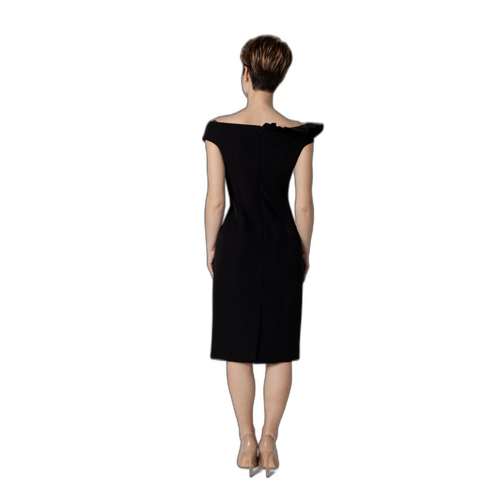 Sandro Ferrone Black Polyester Midi Dress
