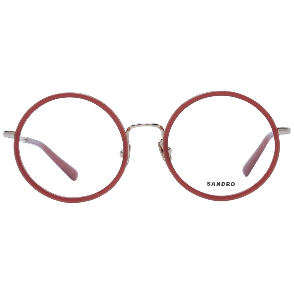 Sandro Red Metal Glasses (Frames) for women, full-rim round style with red metal frame, 51-19-140 size, includes branded case.