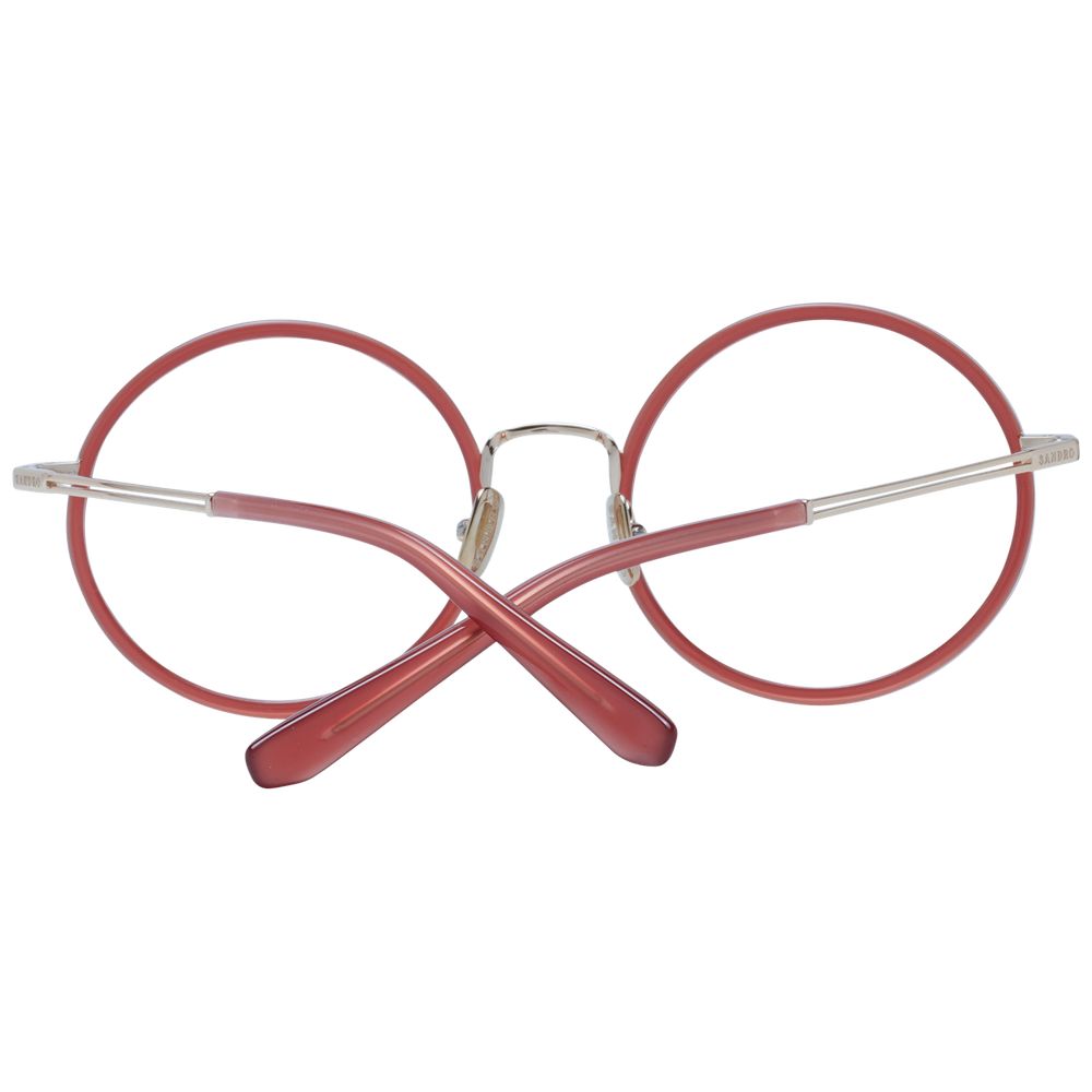 Sandro Red Metal Glasses (Frames) for women, round full-rim design, red metal frame, includes branded case, size 51-19-140.