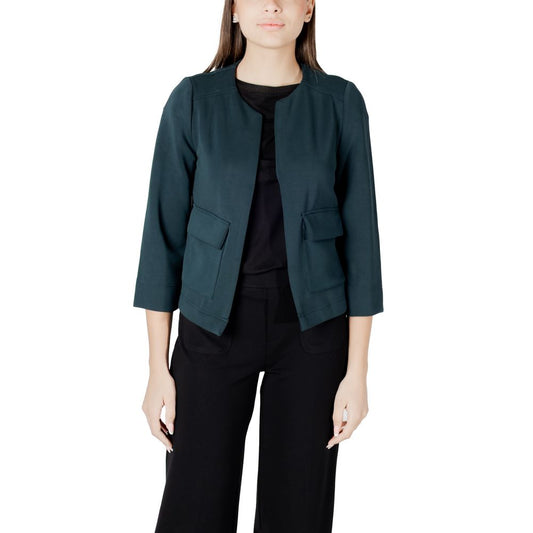 Street One Green Modal Jackets & Coat for women, featuring soft, comfortable fabric blend and modern design with practical pockets.
