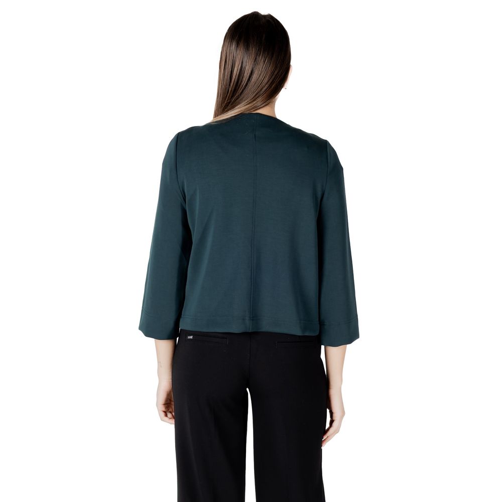 Back view of Street One Green Modal Jackets & Coat, showcasing elegant design and soft fabric blend for casual-chic style.