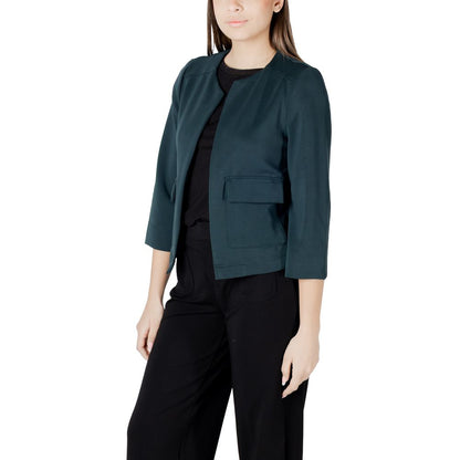Street One Green Modal Jackets & Coat for women, featuring elegant design with pockets, ideal for casual-chic look in transitional seasons.