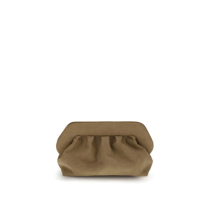 THEMOIRè Beige Other Fibres Clutch Bag with vegan leather and magnetic snap closure, featuring adjustable shoulder strap.