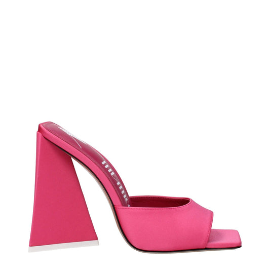 The Attico Pink Fabric Platform Sandals with open toe, high heel, and leather sole, MPN S000V015026 stylish footwear.