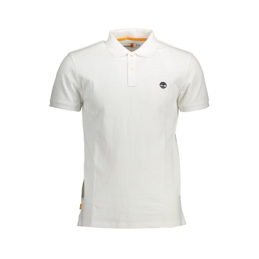 Timberland White Cotton Men Polo Shirt with short sleeves and embroidered logo