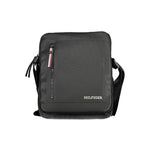 Tommy Hilfiger Black Polyethylene Shoulder Bag with adjustable strap, external pocket, and logo. Perfect for style and convenience.