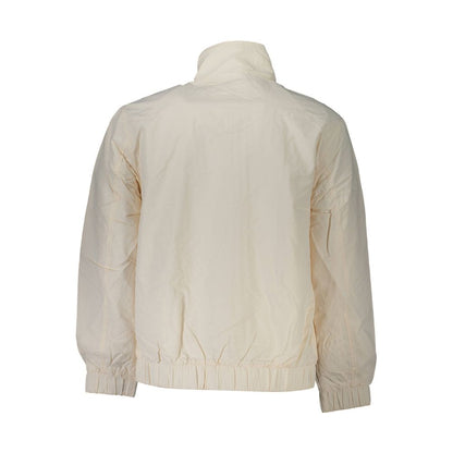 Tommy Hilfiger White Polyamide Men Jacket with elastic waist and cuffs. View of the back design, made from 95% recycled nylon.