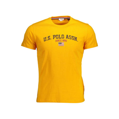 U.S. POLO ASSN. Orange Cotton Men T-Shirt with logo print, short sleeves, crew neck, breathable cotton.