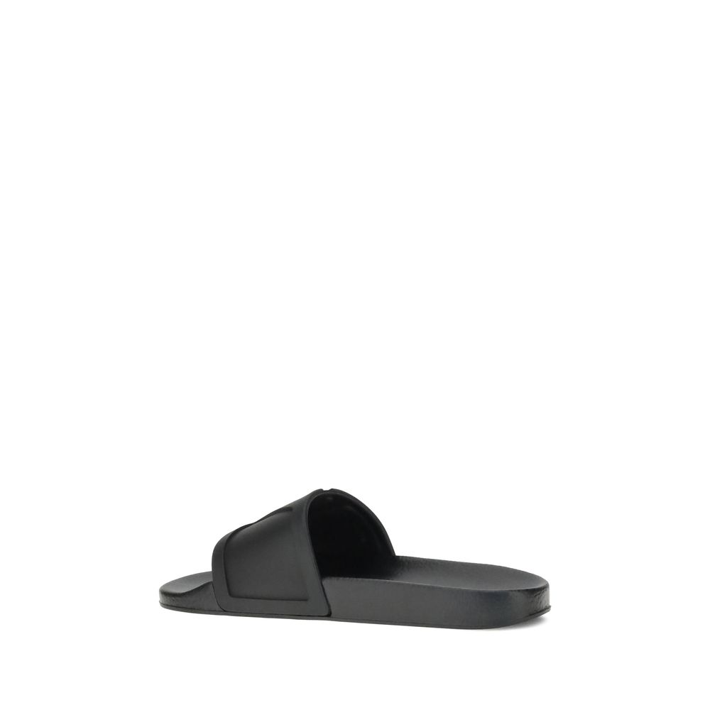 Valentino Garavani Black Rubber Flat Sandals