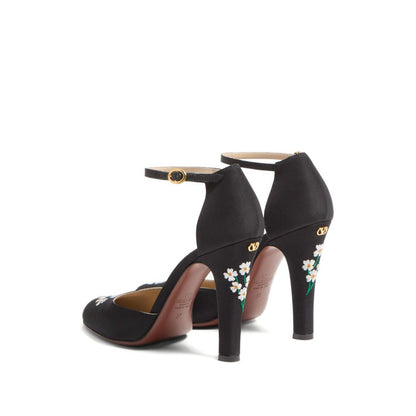 Valentino Garavani Hi Dolly Pumps In Fabric With Floral Embroidery 105mm