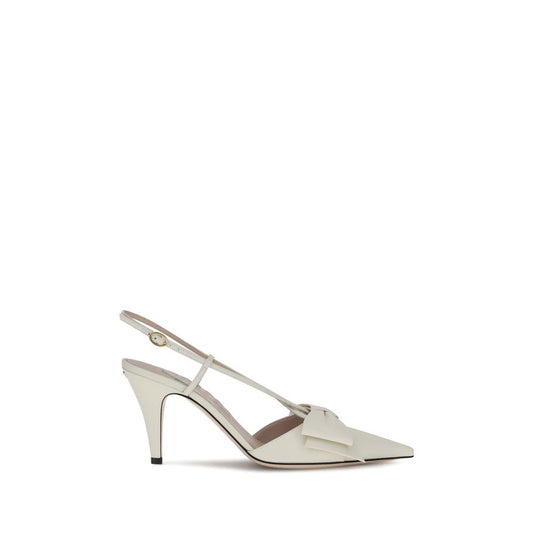 Valentino Garavani White Calf Leather Bos Taurus High Heel Pumps