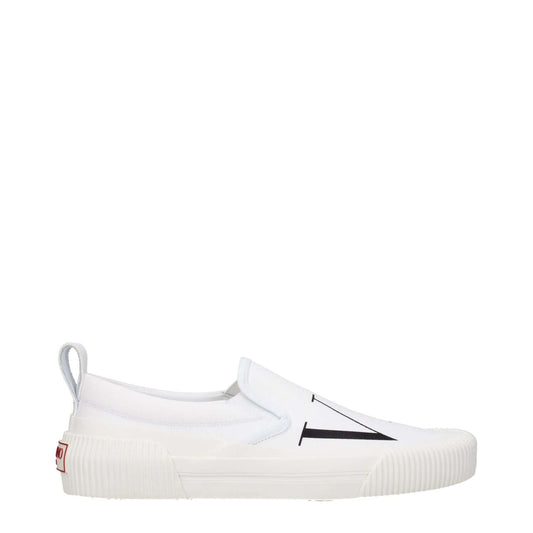 Valentino Garavani White Fabric Slip-On Loafers