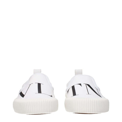 Valentino Garavani White Fabric Slip-On Loafers