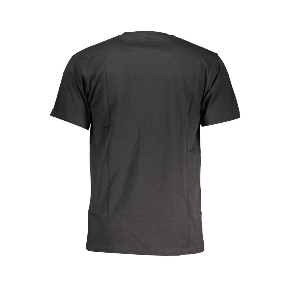 Back view of Vans Black Cotton Men T-Shirt featuring short sleeves and soft cotton fabric for versatile casual wear.