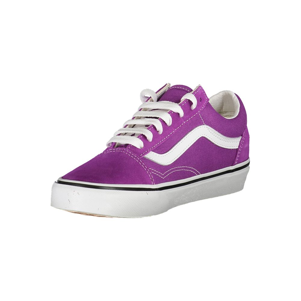 Vans Purple Polyester Sneaker with laces, old skool style, featuring contrasting details and logo.