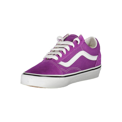 Vans Purple Polyester Sneaker with laces, old skool style, featuring contrasting details and logo.