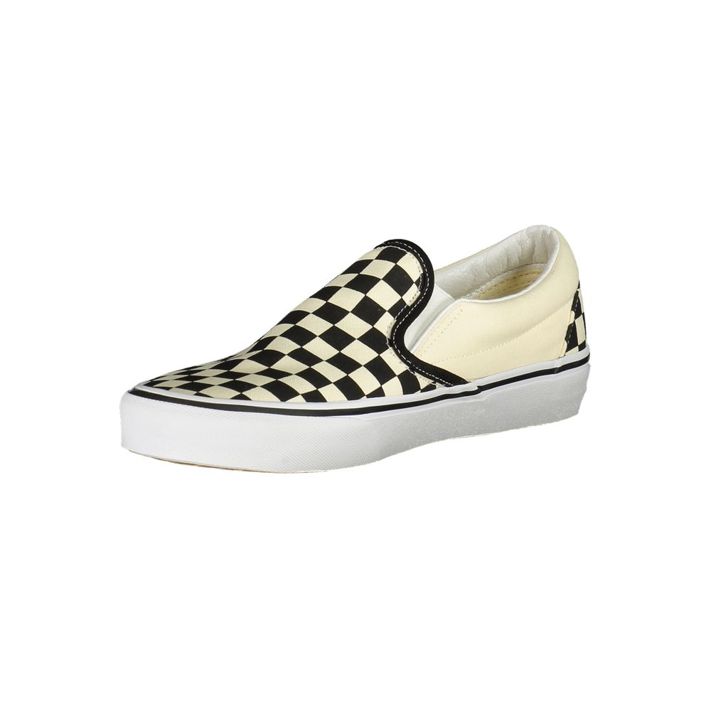 Vans White Polyester Women Sneaker with chic checked pattern and classic slip-on design, perfect for streetwear fashion.