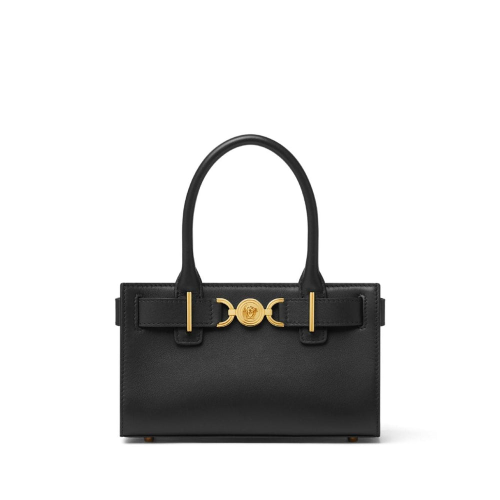 Versace Medusa '95 leather tote bag in black with gold accents